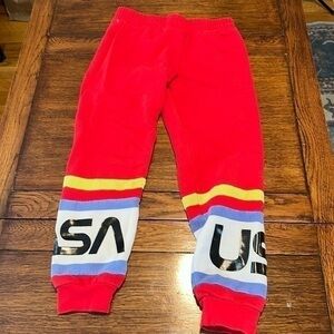 Girls, forever 21, NASA red yellow blue and white sweatpants size 11/12
